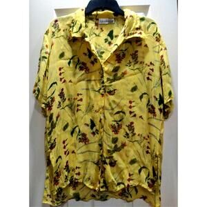 Styleworks Sheer Yellow Floral Blouse Medium